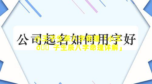 小王子生辰八字命理「小王 🐠 子生辰八字命理详解」